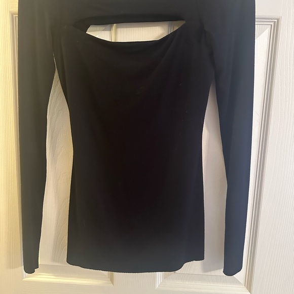 Bailey 44 Long Black Stretch Jersey Keyhole Peekaboo Top Longsleeve Boat Neck Sm - Picture 8 of 8